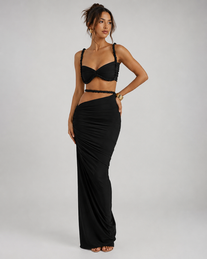Falda Tubo y Top Halter Trenzado - Nina Label