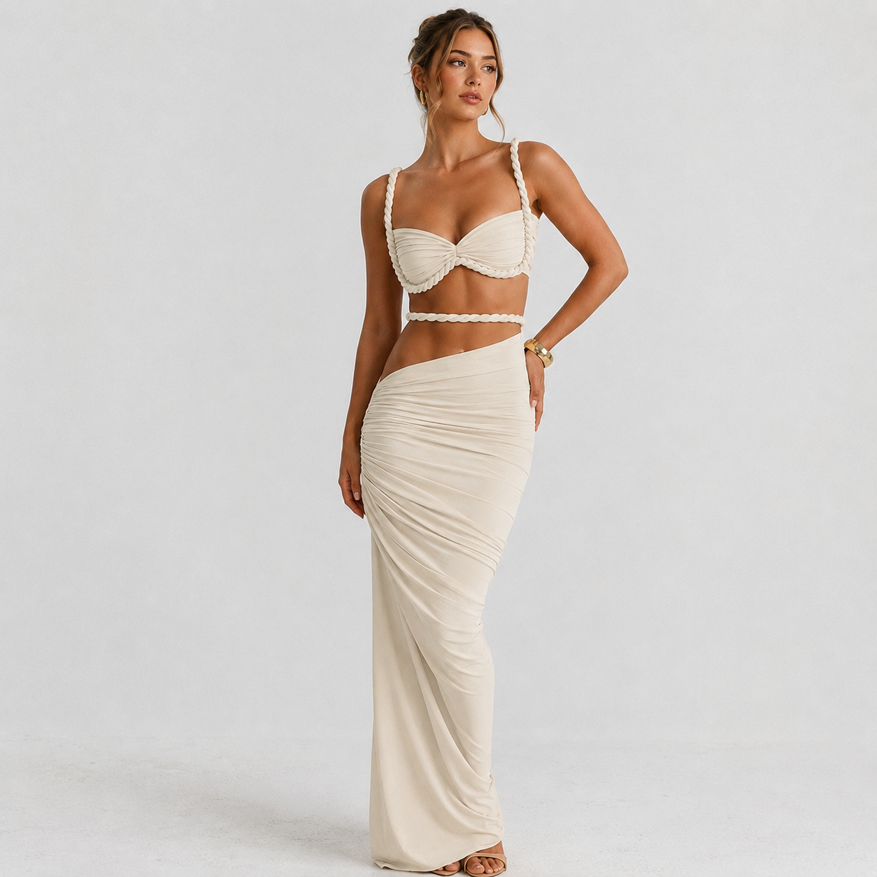 Falda Tubo y Top Halter Trenzado - Nina Label