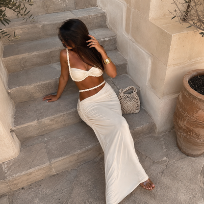 Falda Tubo y Top Halter Trenzado - Nina Label