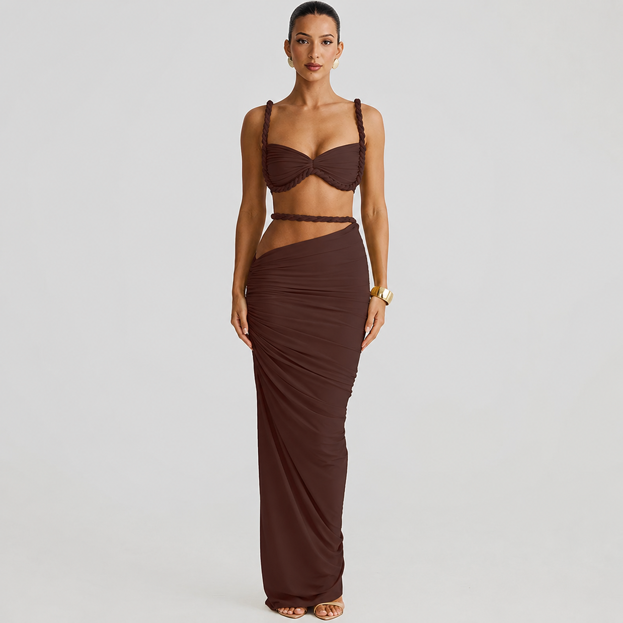 Falda Tubo y Top Halter Trenzado - Nina Label