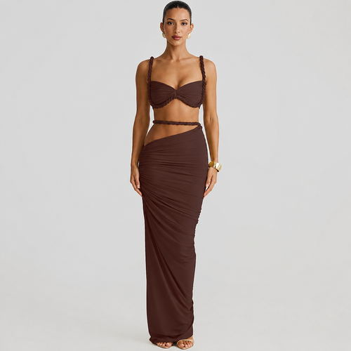 Falda Tubo y Top Halter Trenzado - Nina Label