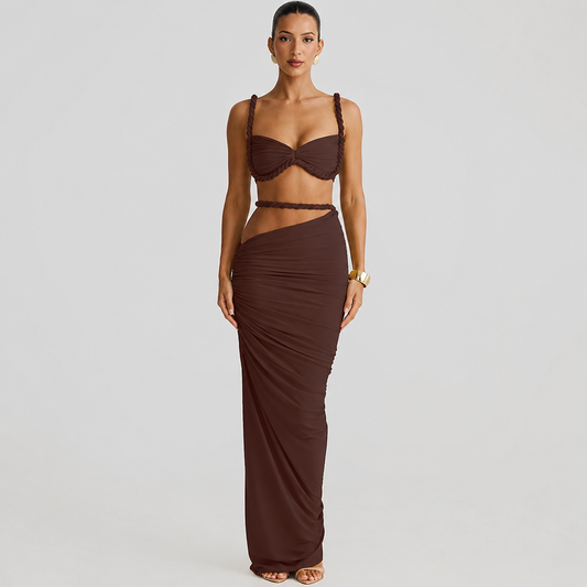 Falda Tubo y Top Halter Trenzado - Nina Label