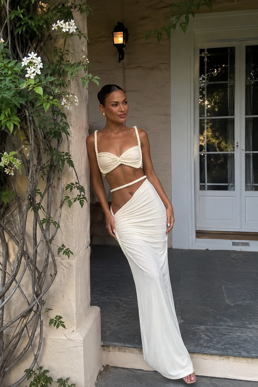 Falda Tubo y Top Halter Trenzado - Nina Label
